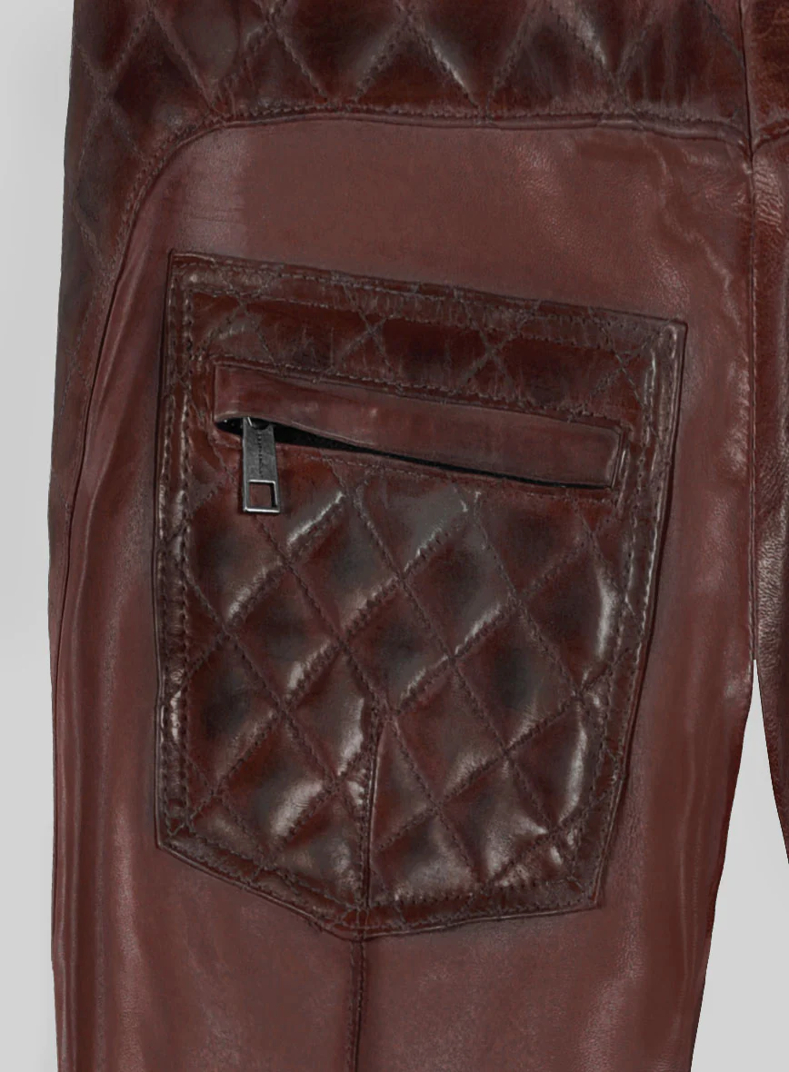Hector Burnt Maroon Leather Pants - Image 6
