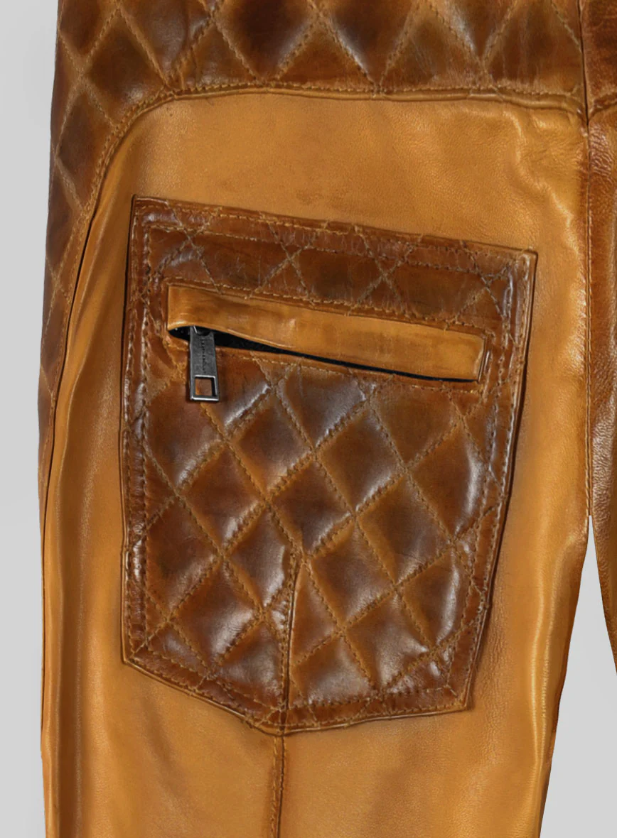 Hector Burnt Mustard Leather Pants - Image 4
