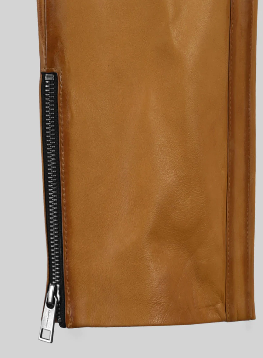 Hector Burnt Mustard Leather Pants - Image 7