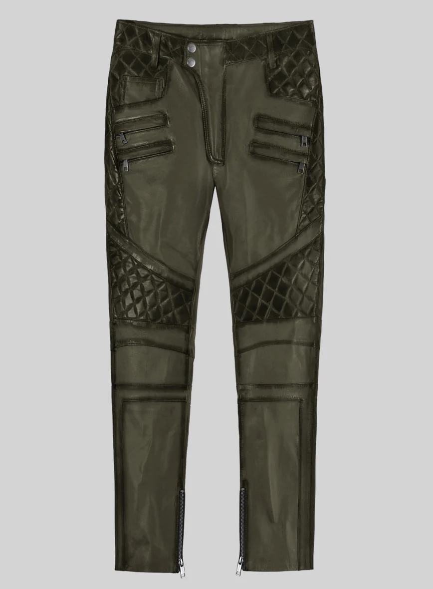 Hector Burnt Olive Leather Pants
