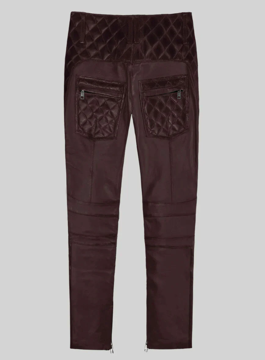 Hector Burnt Wine Leather Pants - Image 2