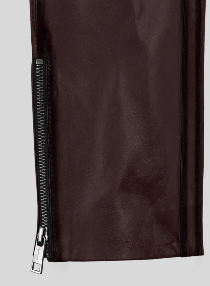 Hector Burnt Wine Leather Pants - Image 7