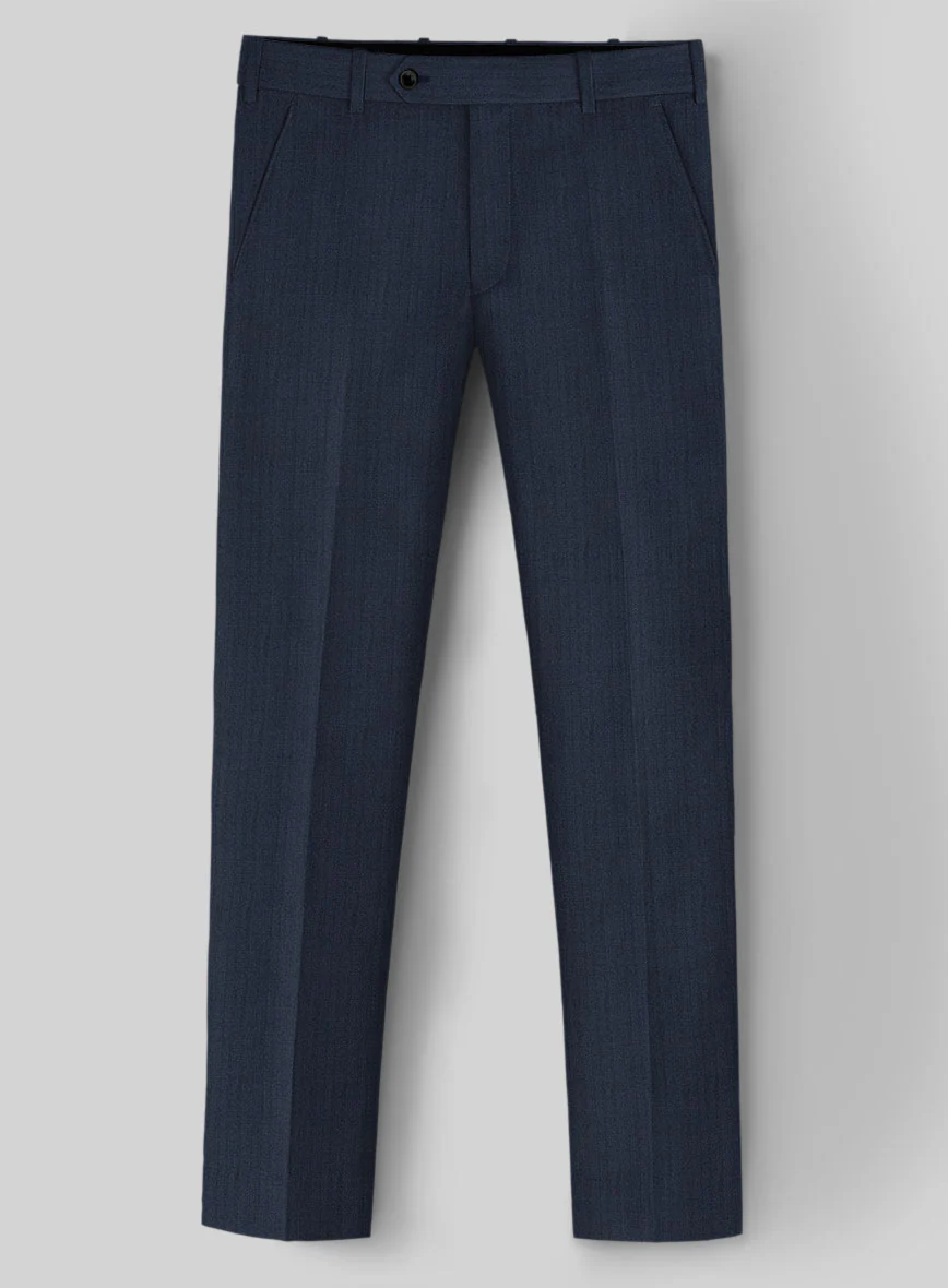 Herringbone Wool Royal Blue Pants