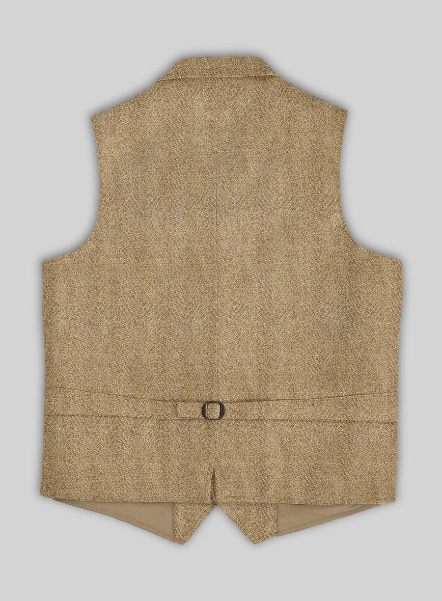 Highlander Beige Herringbone Tweed Hunting Vest - Image 2