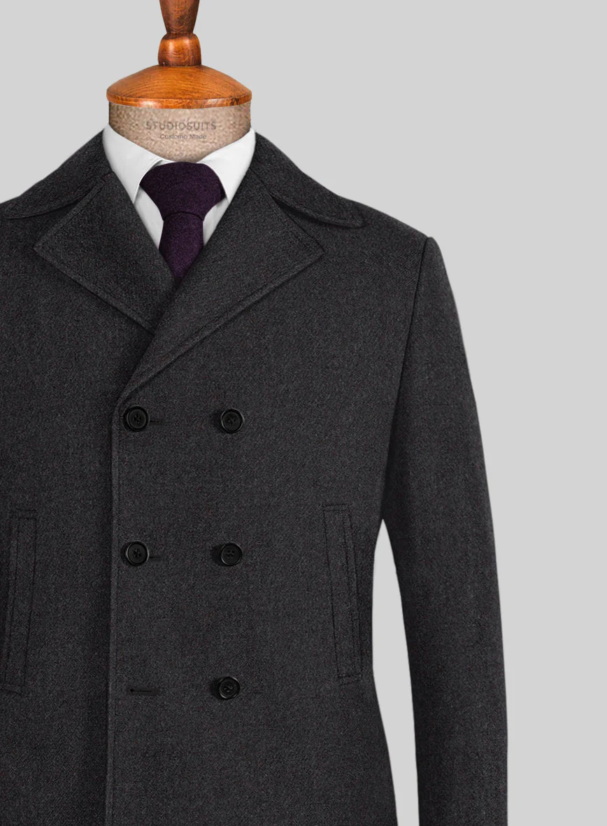 Highlander Charcoal Tweed Pea Coat - Image 2