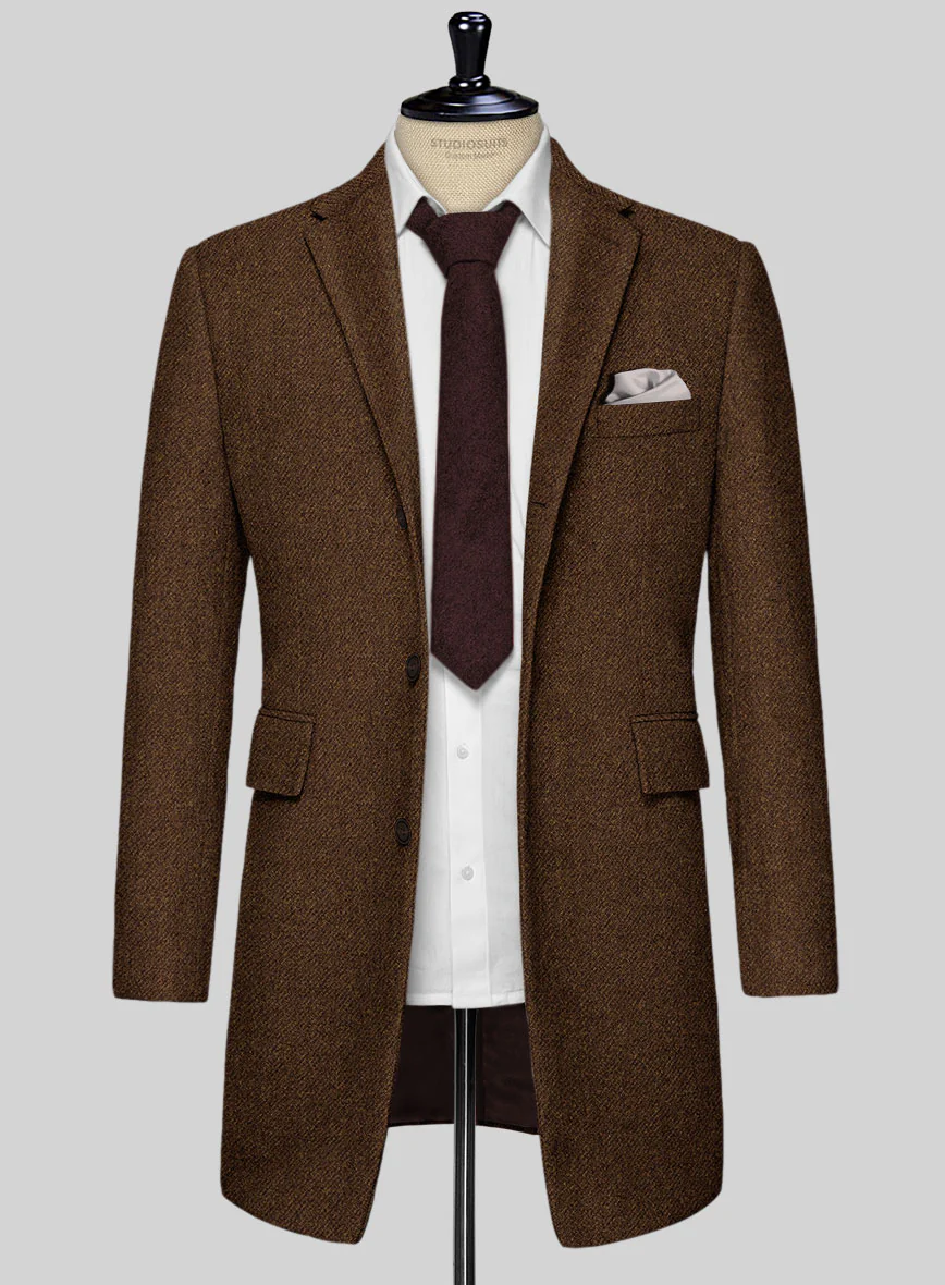 Highlander Coca Brown Tweed Overcoat - Image 2