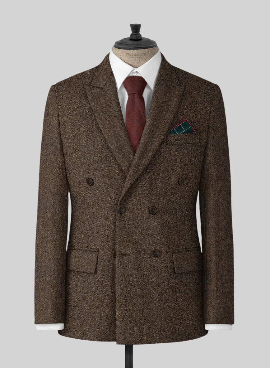 Highlander Dark Brown Tweed Double Breasted Jacket
