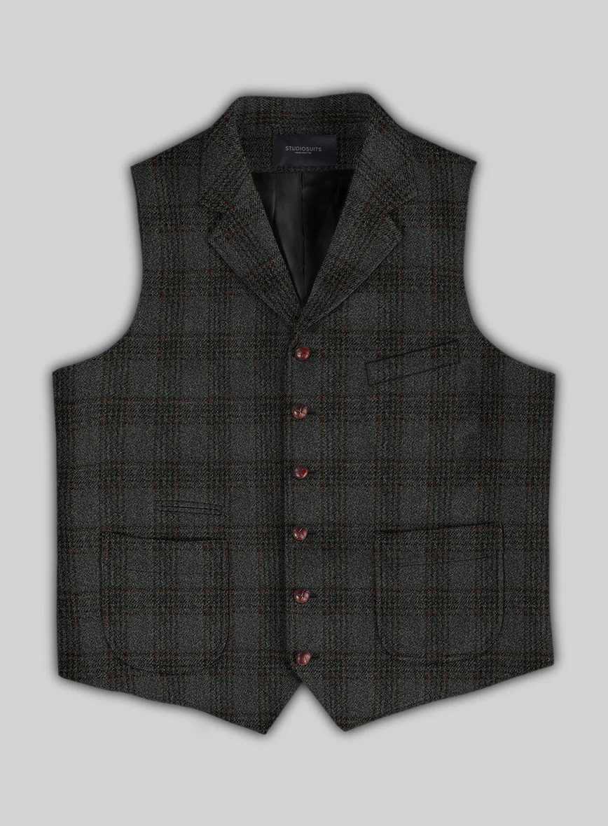 Highlander Gray Classic Check Tweed Hunting Vest