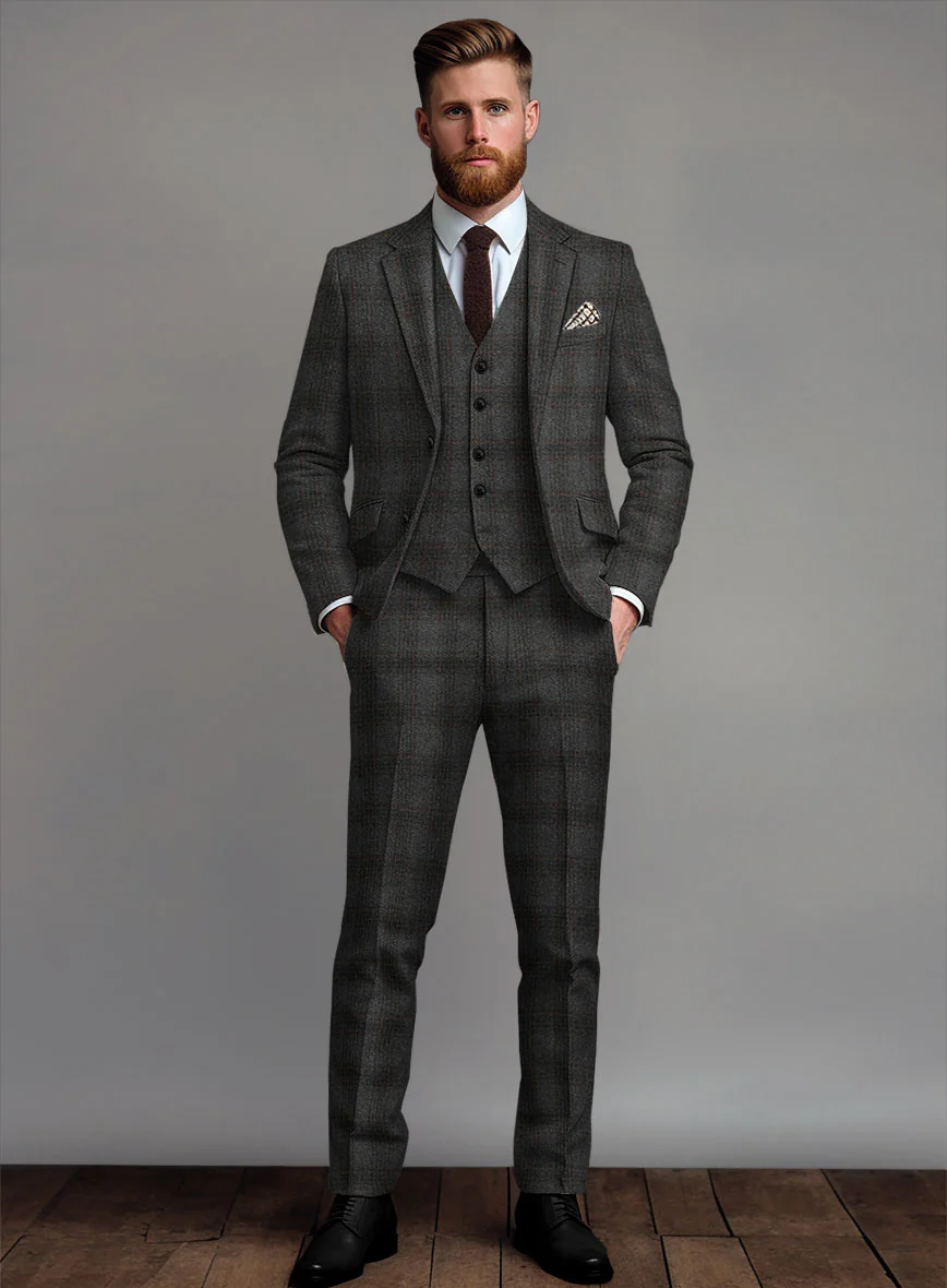 Highlander Gray Classic Check Tweed Suit