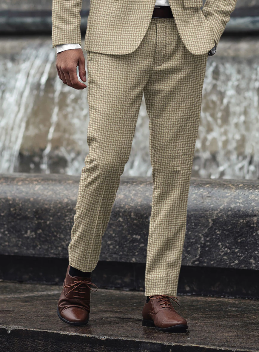 Highlander Heavy Beige Houndstooth Tweed Pants - Image 2