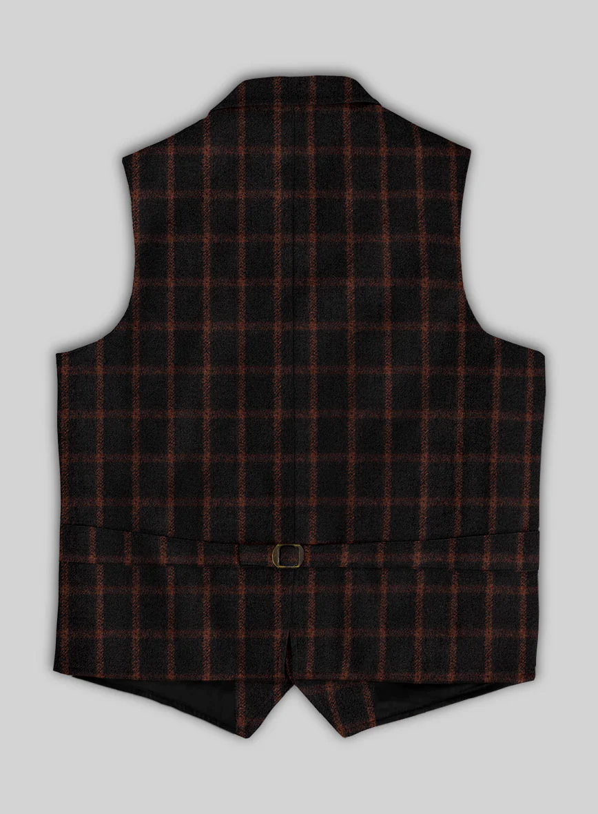 Highlander Heavy Black Check Tweed Hunting Vest - Image 3
