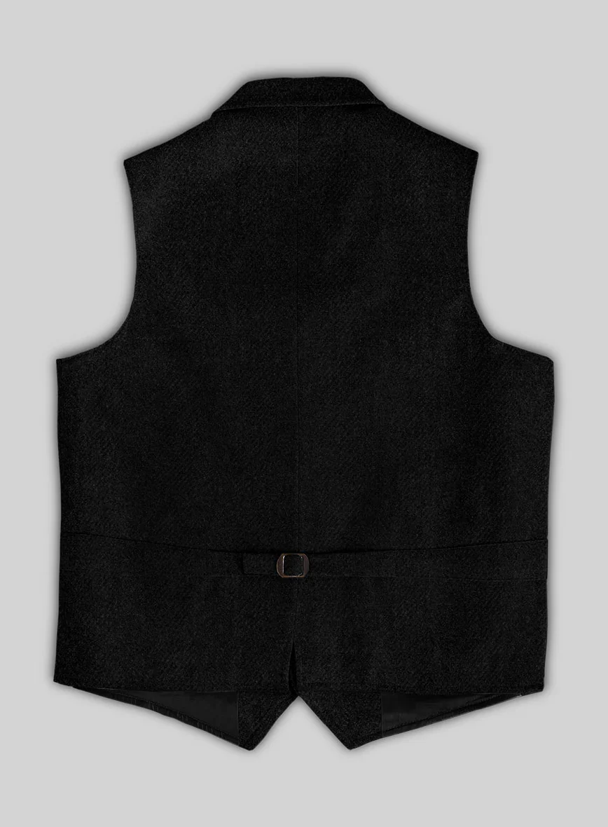 Highlander Heavy Black Herringbone Tweed Hunting Vest - Image 3