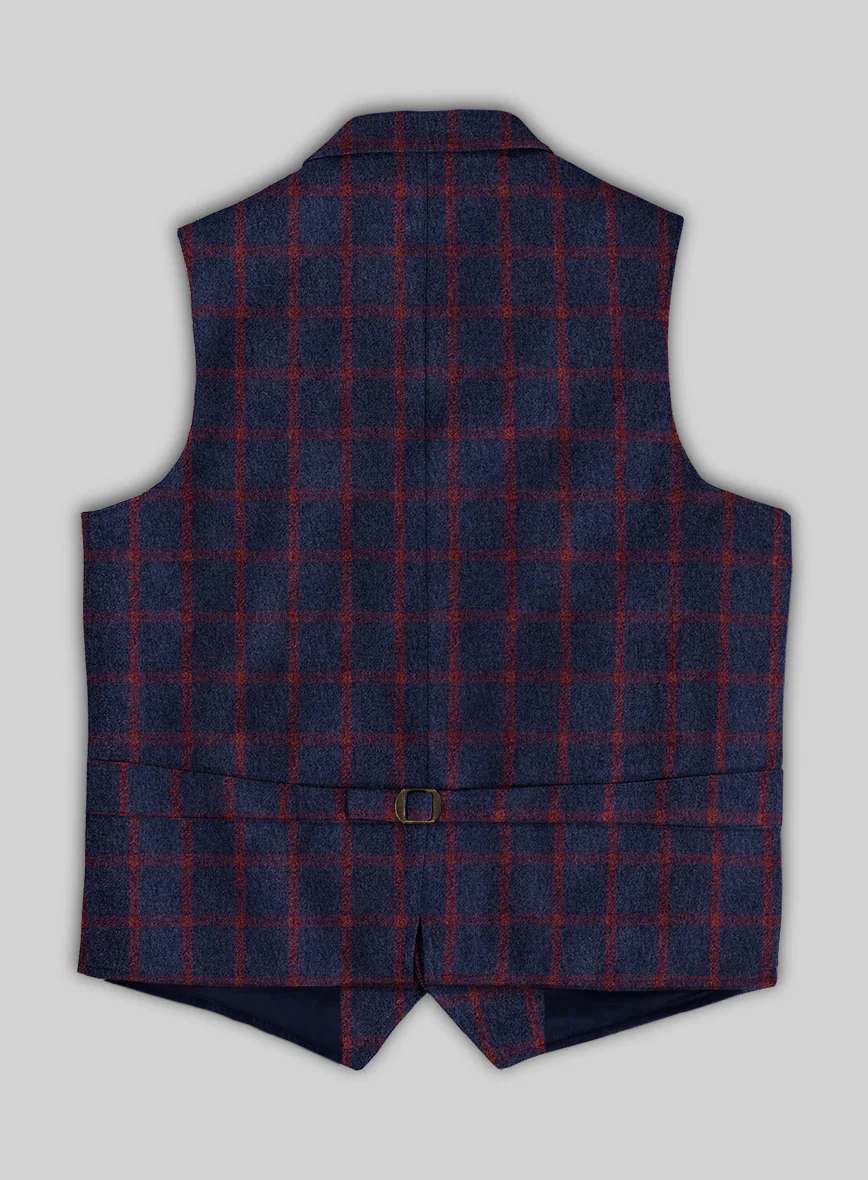 Highlander Heavy Blue Check Tweed Hunting Vest - Image 3