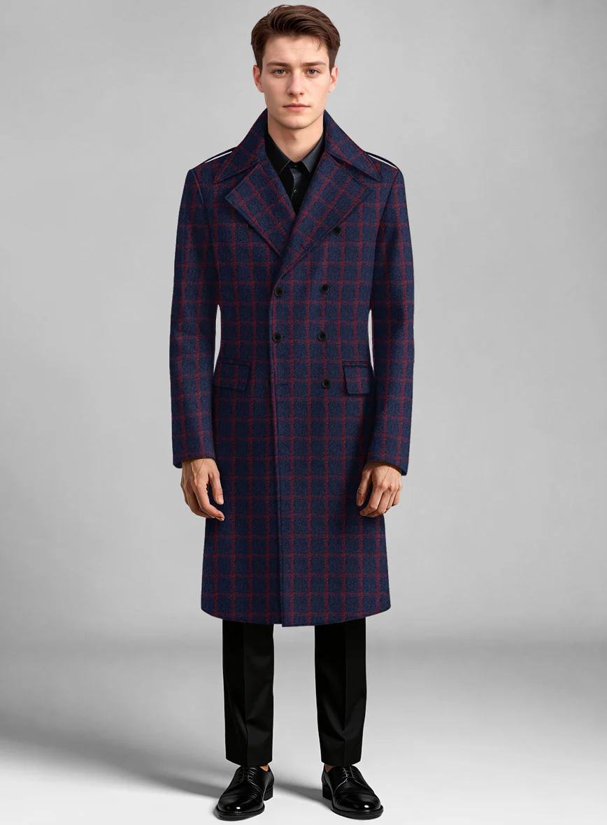 Highlander Heavy Blue Check Tweed GQ Overcoat - Image 2