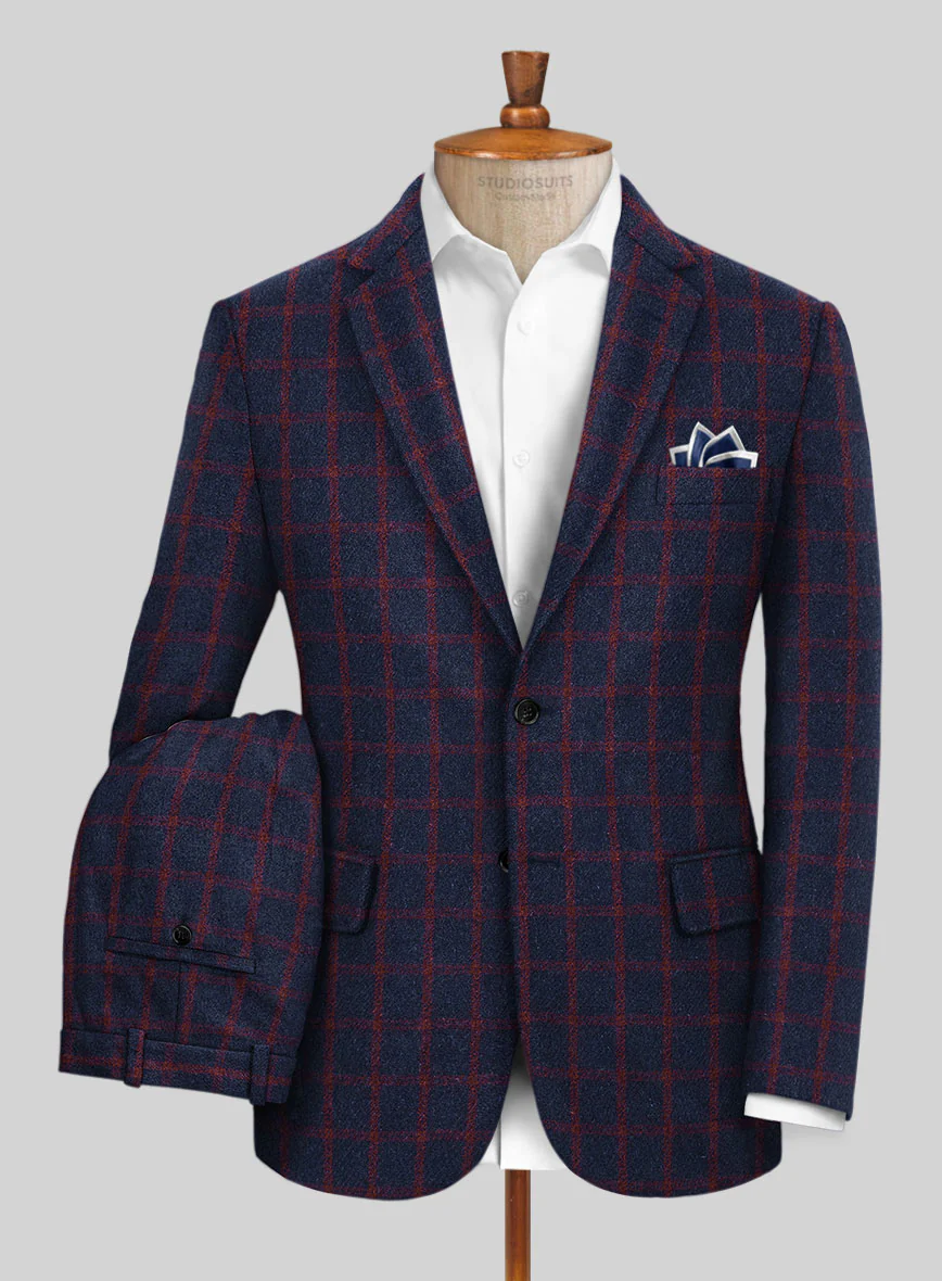 Highlander Heavy Blue Check Tweed Suit