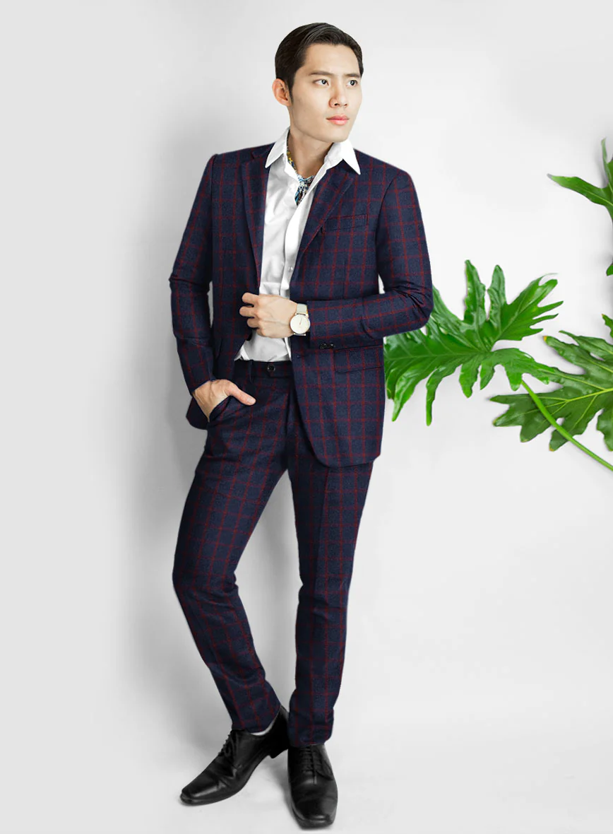 Highlander Heavy Blue Check Tweed Suit - Image 2