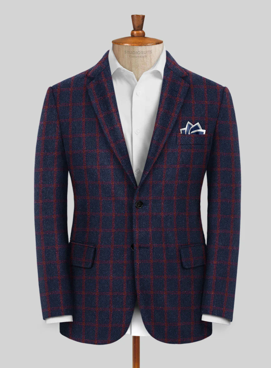 Highlander Heavy Blue Check Tweed Suit - Image 3