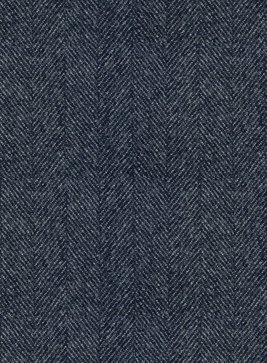 Highlander Heavy Blue Herringbone Tweed Pea Coat - Image 3