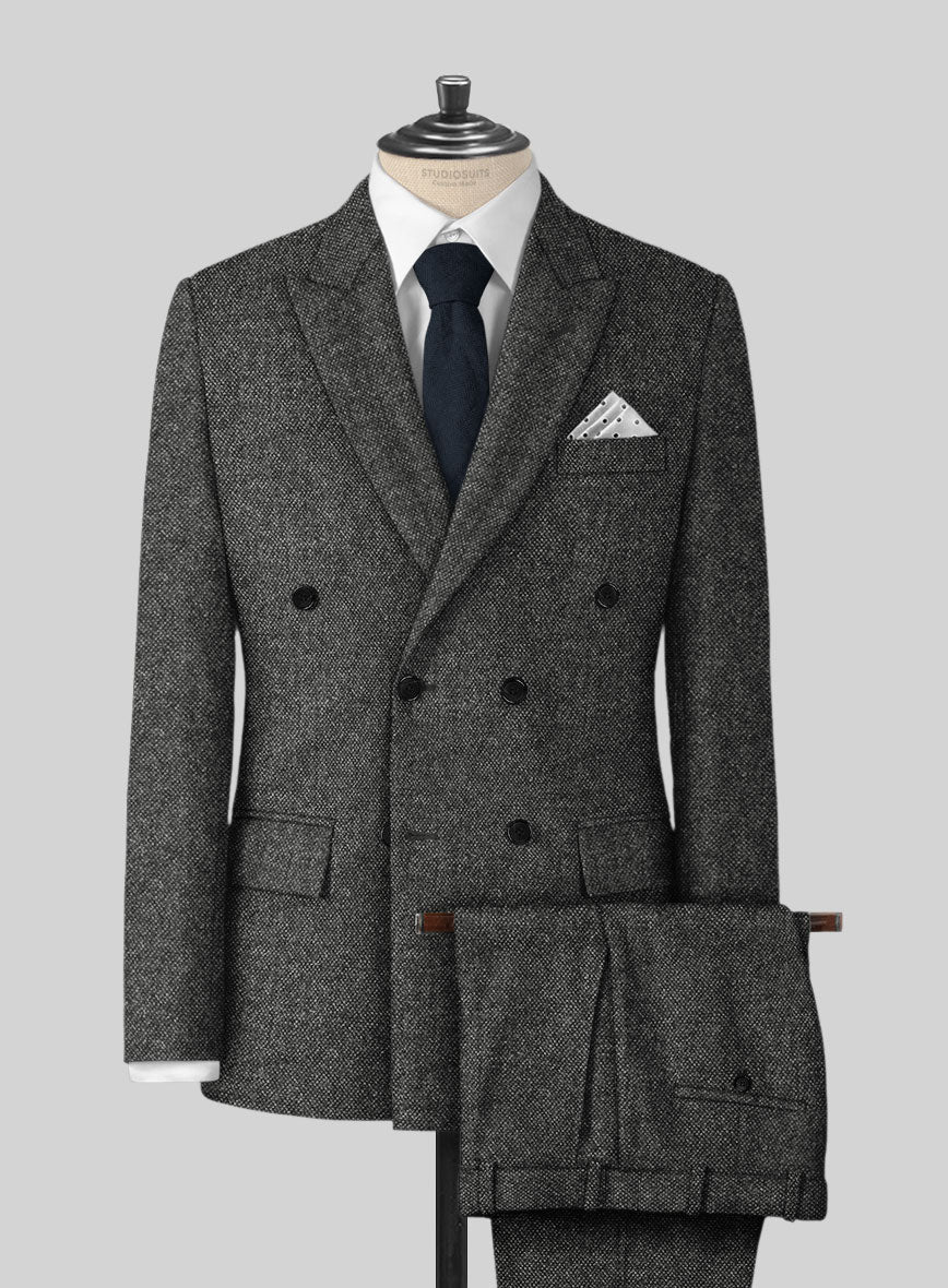 Highlander Heavy Gray Bedford Tweed Double Breasted Suit
