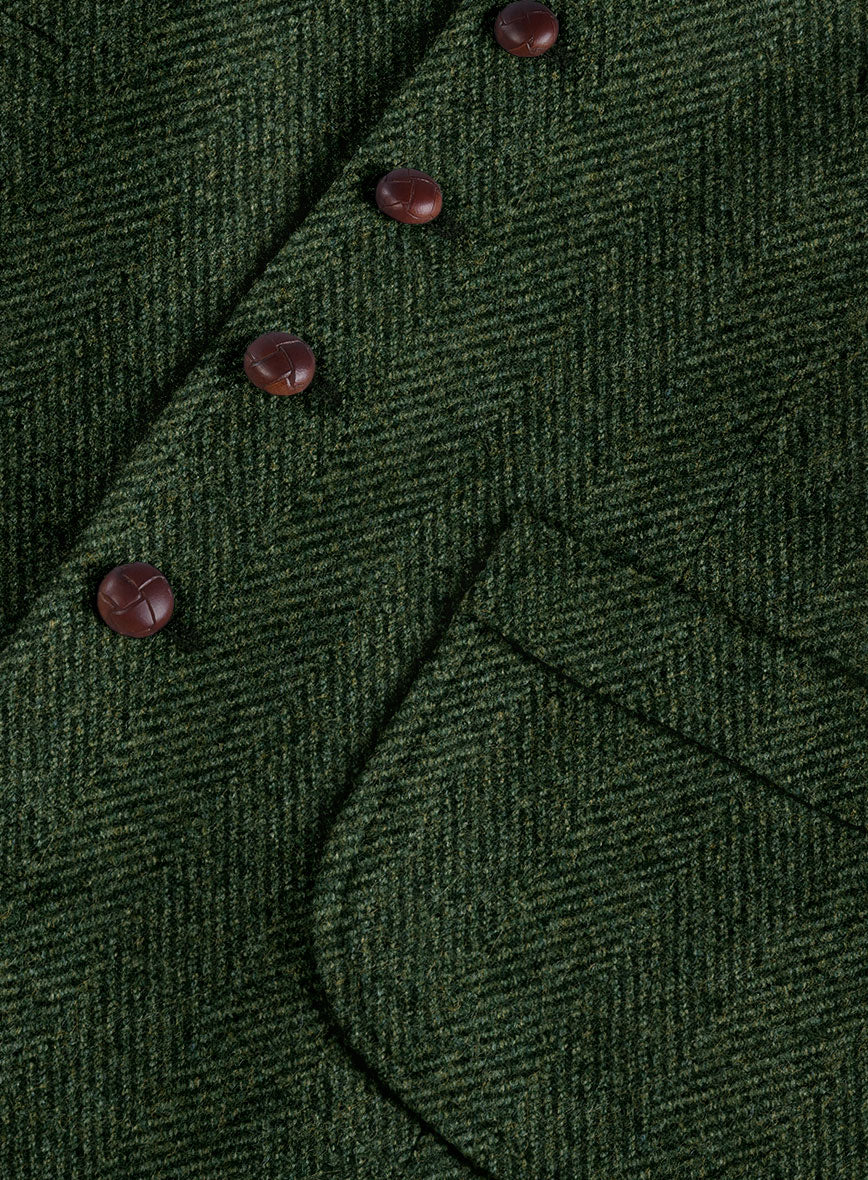 Highlander Heavy Green Herringbone Tweed Hunting Vest - Image 4
