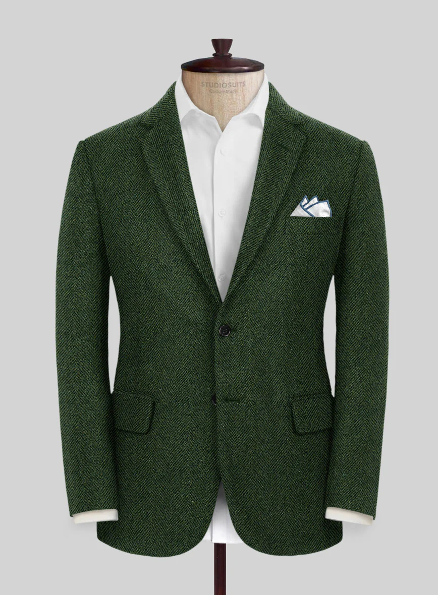 Highlander Heavy Green Herringbone Tweed Jacket