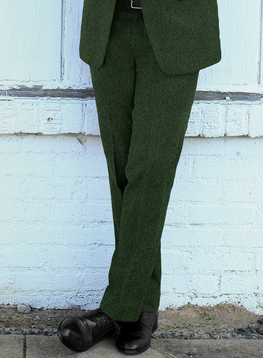 Highlander Heavy Green Herringbone Tweed Pants - Image 2