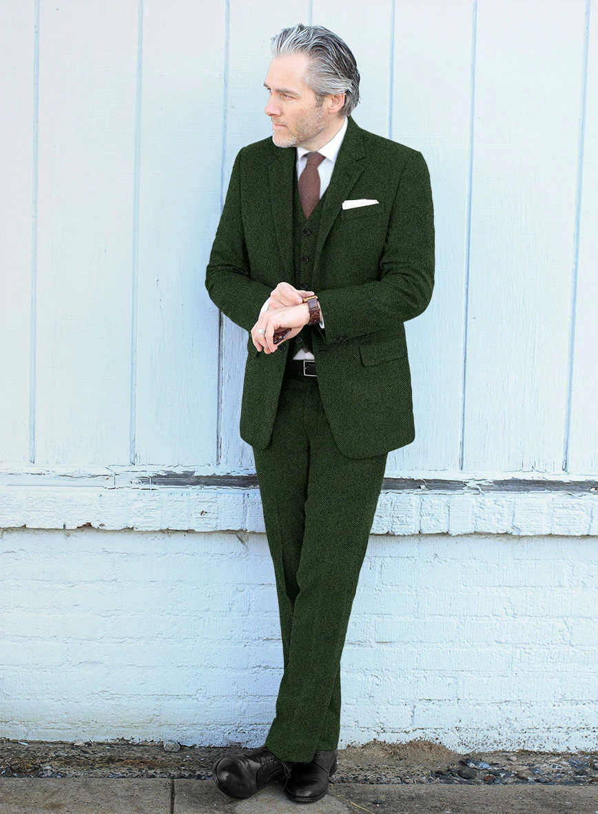 Highlander Heavy Green Herringbone Tweed Suit - Image 2