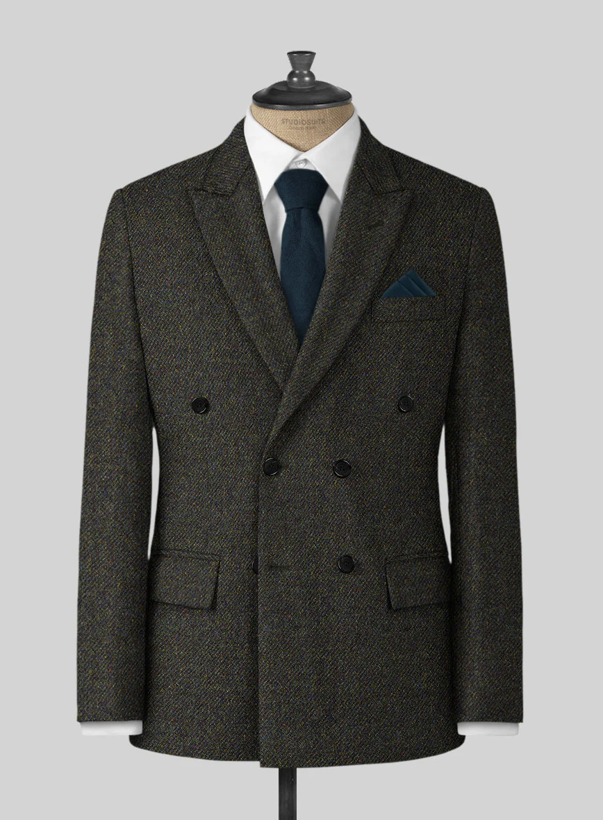 Highlander Heavy Heritage Green Tweed Double Breasted Jacket