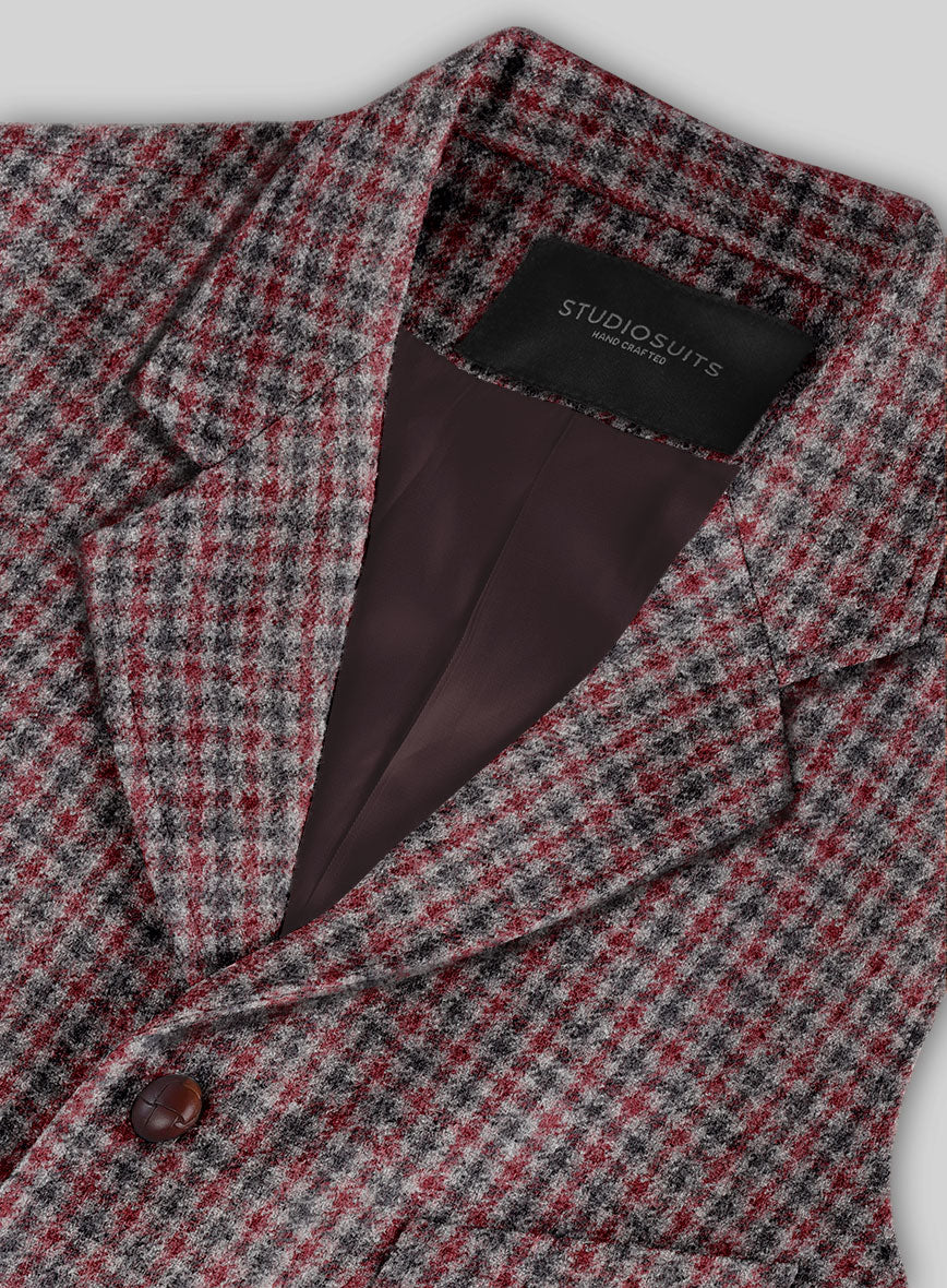 Highlander Heavy Maroon Houndstooth Tweed Hunting Vest - Image 4