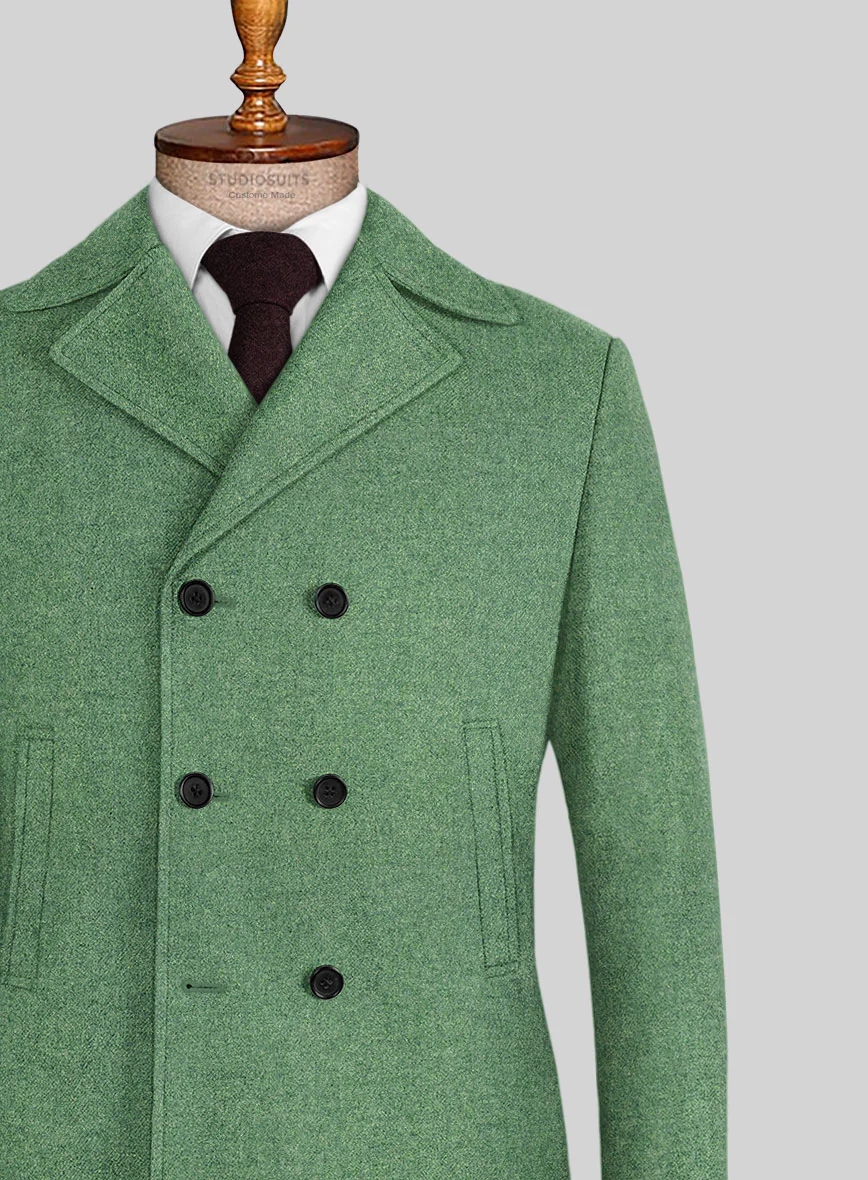 Highlander Heavy Paris Green Tweed Pea Coat - Image 2
