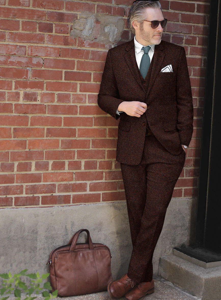 Highlander Heavy Wine Bedford Tweed Suit