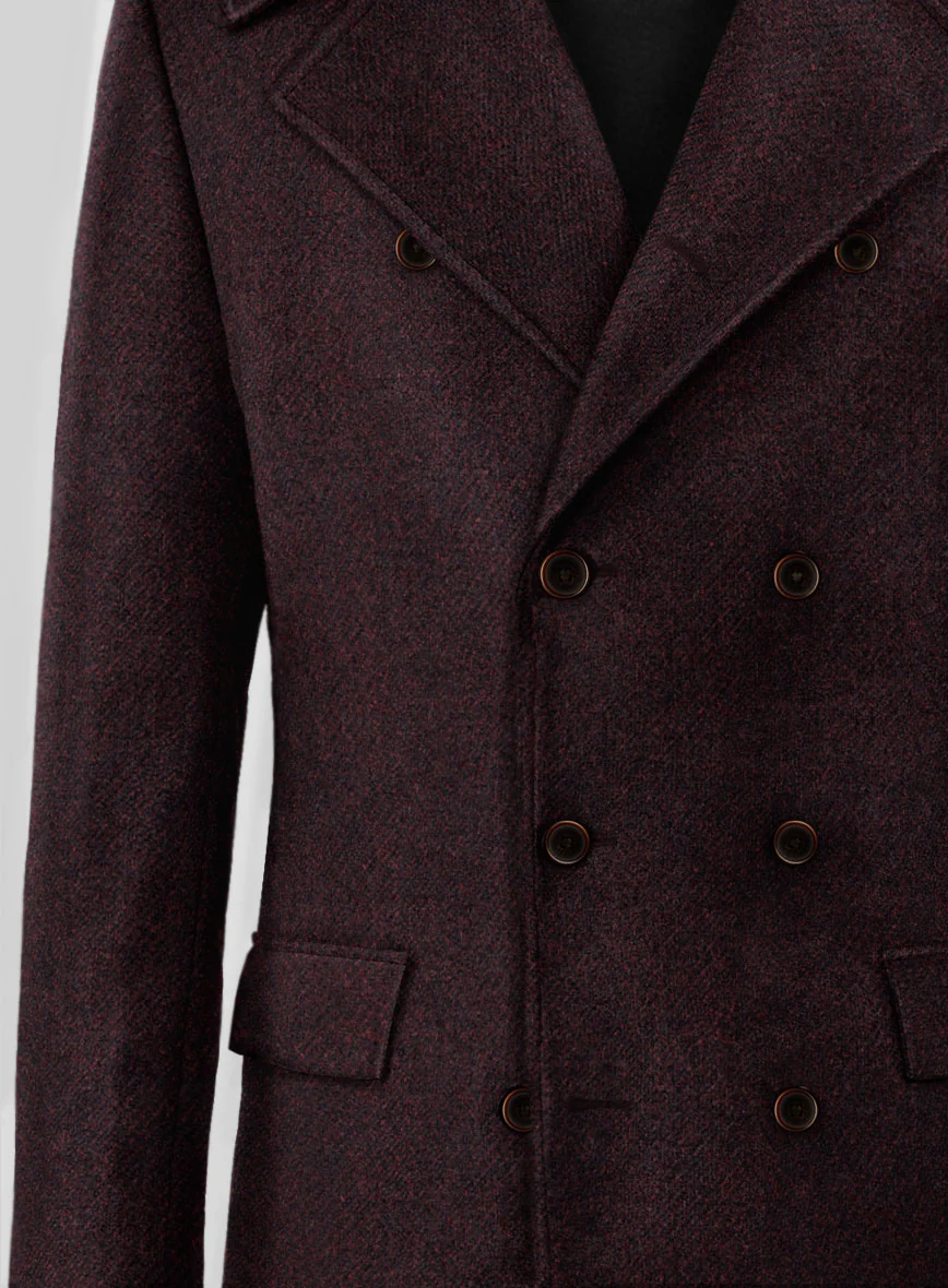 Highlander Heavy Wine Herringbone Tweed-GQ Overcoat - Image 2