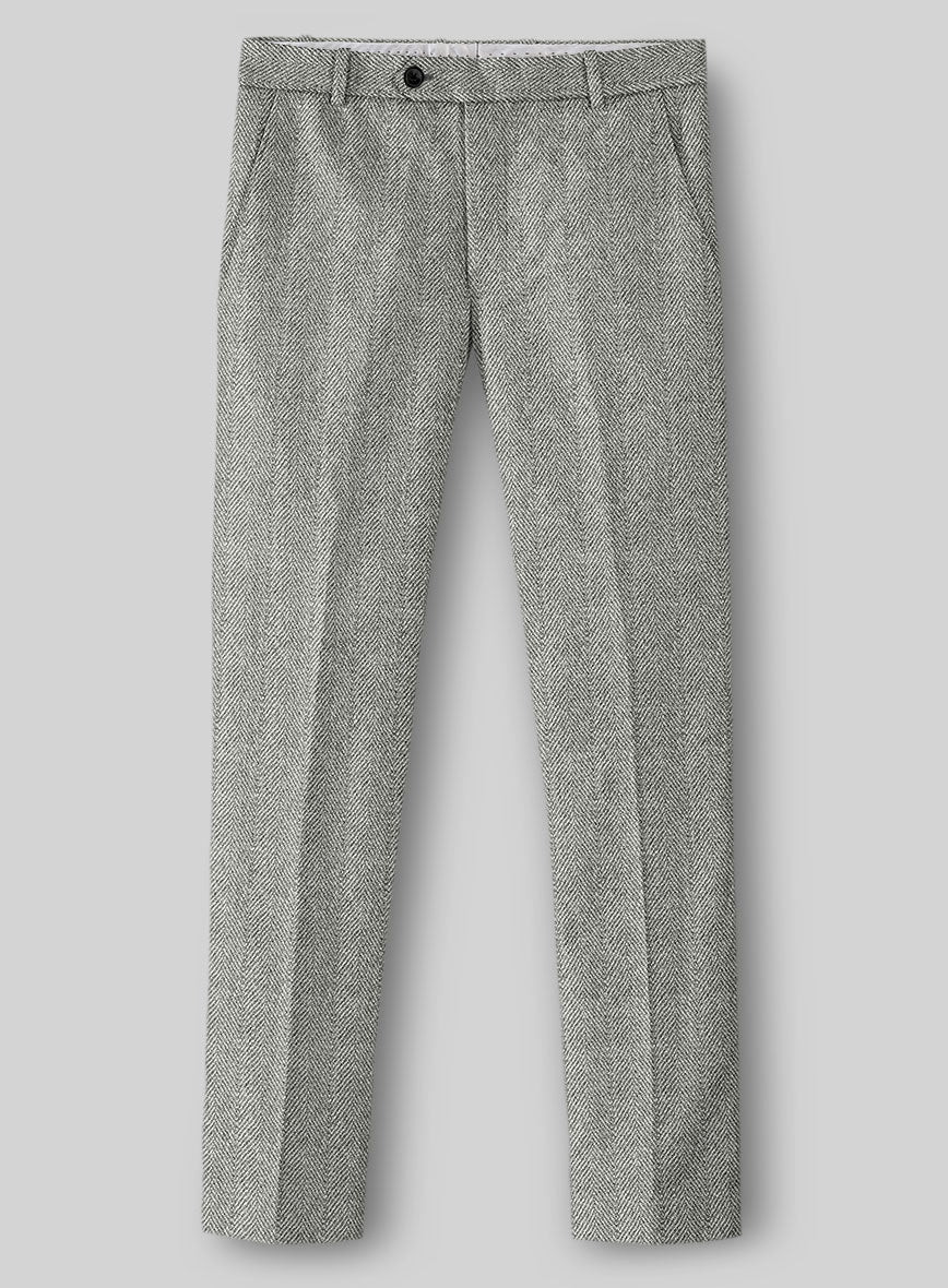 Highlander Light Gray Herringbone Tweed Pants