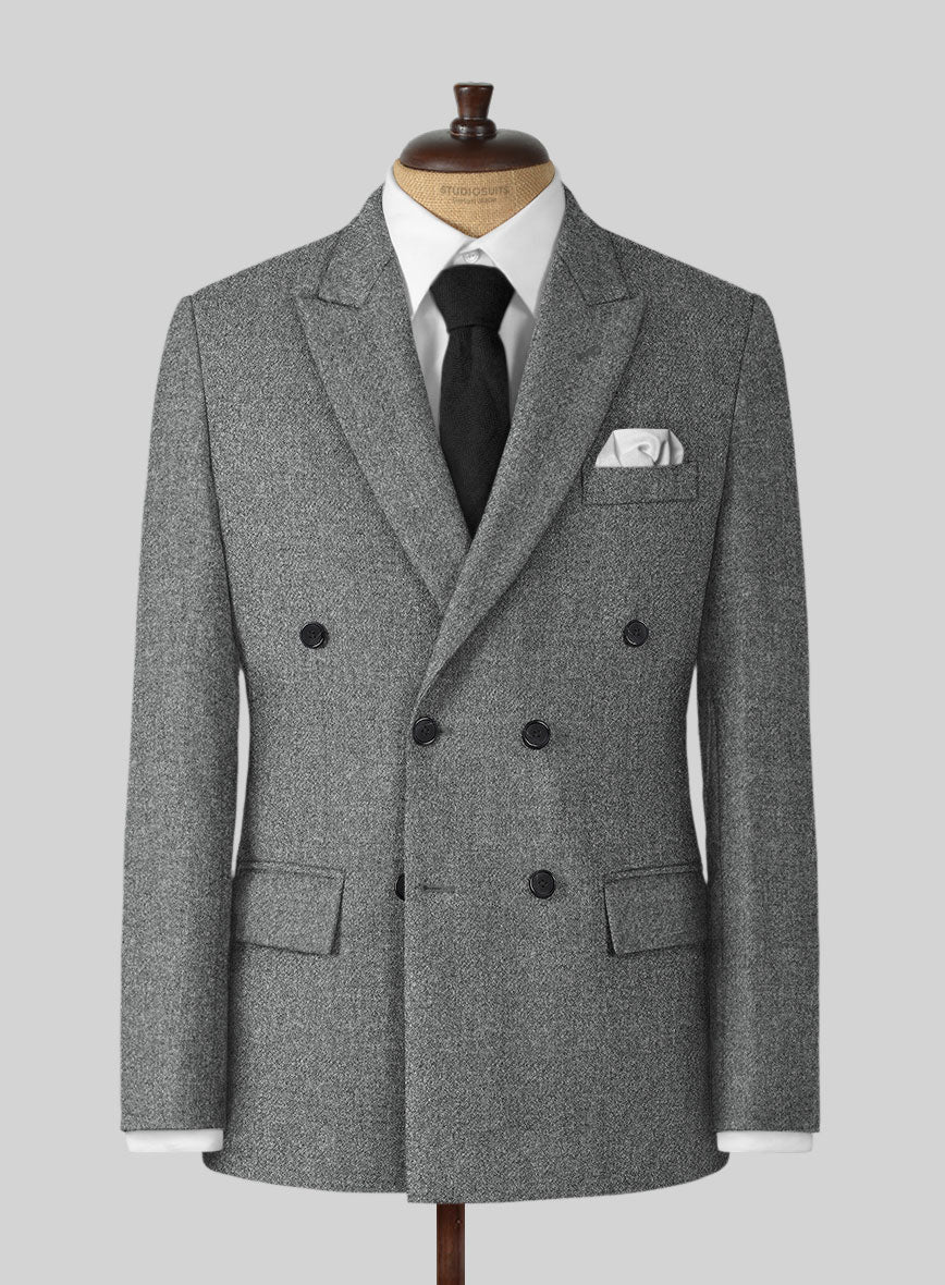 Highlander Light Gray Tweed Double Breasted Jacket