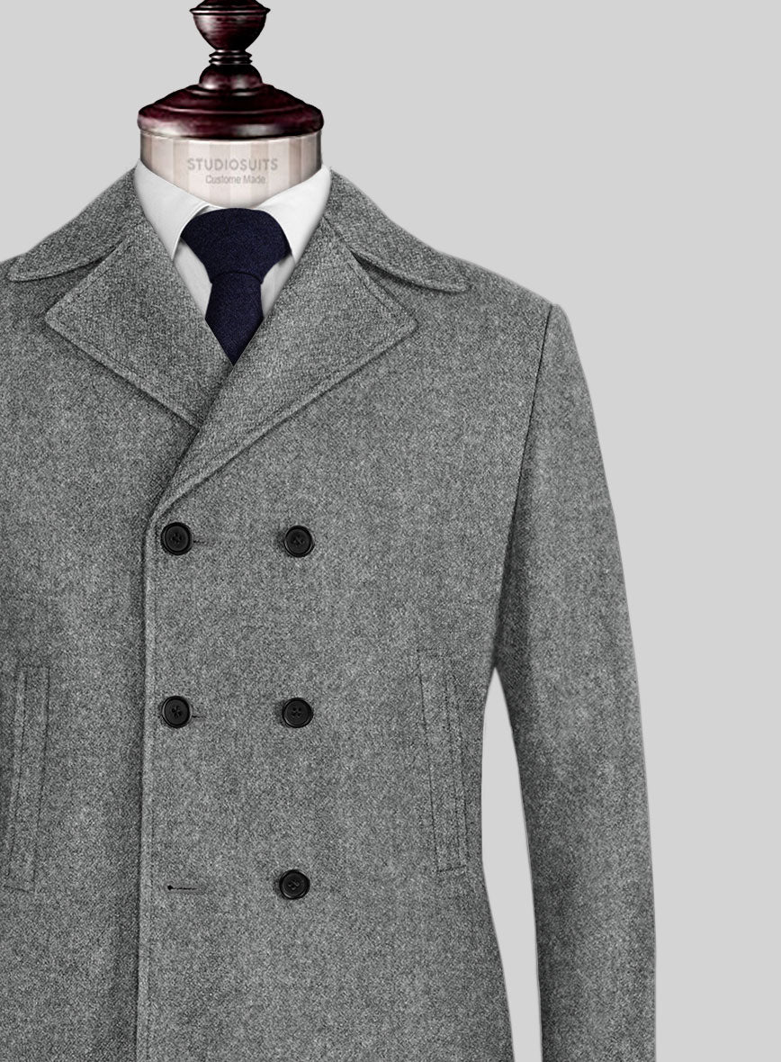 Highlander Light Gray Tweed Pea Coat - Image 2