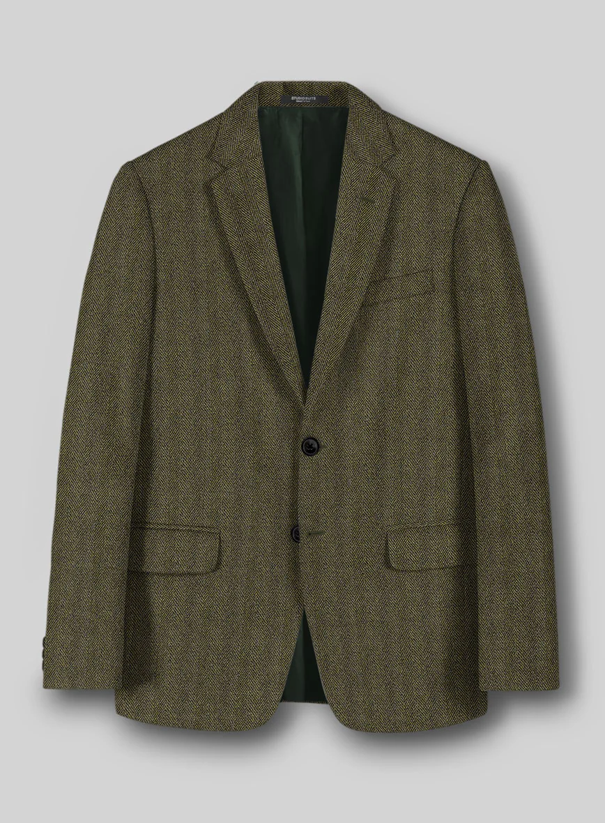 Highlander Olive Herringbone Tweed Jacket