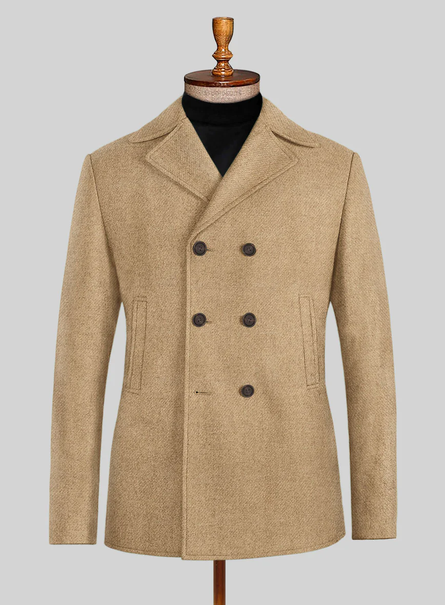 Highlander Sahara Beige Tweed Pea Coat