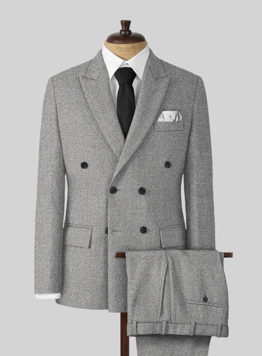 Highlander Steel Gray Tweed Double Breasted Suit