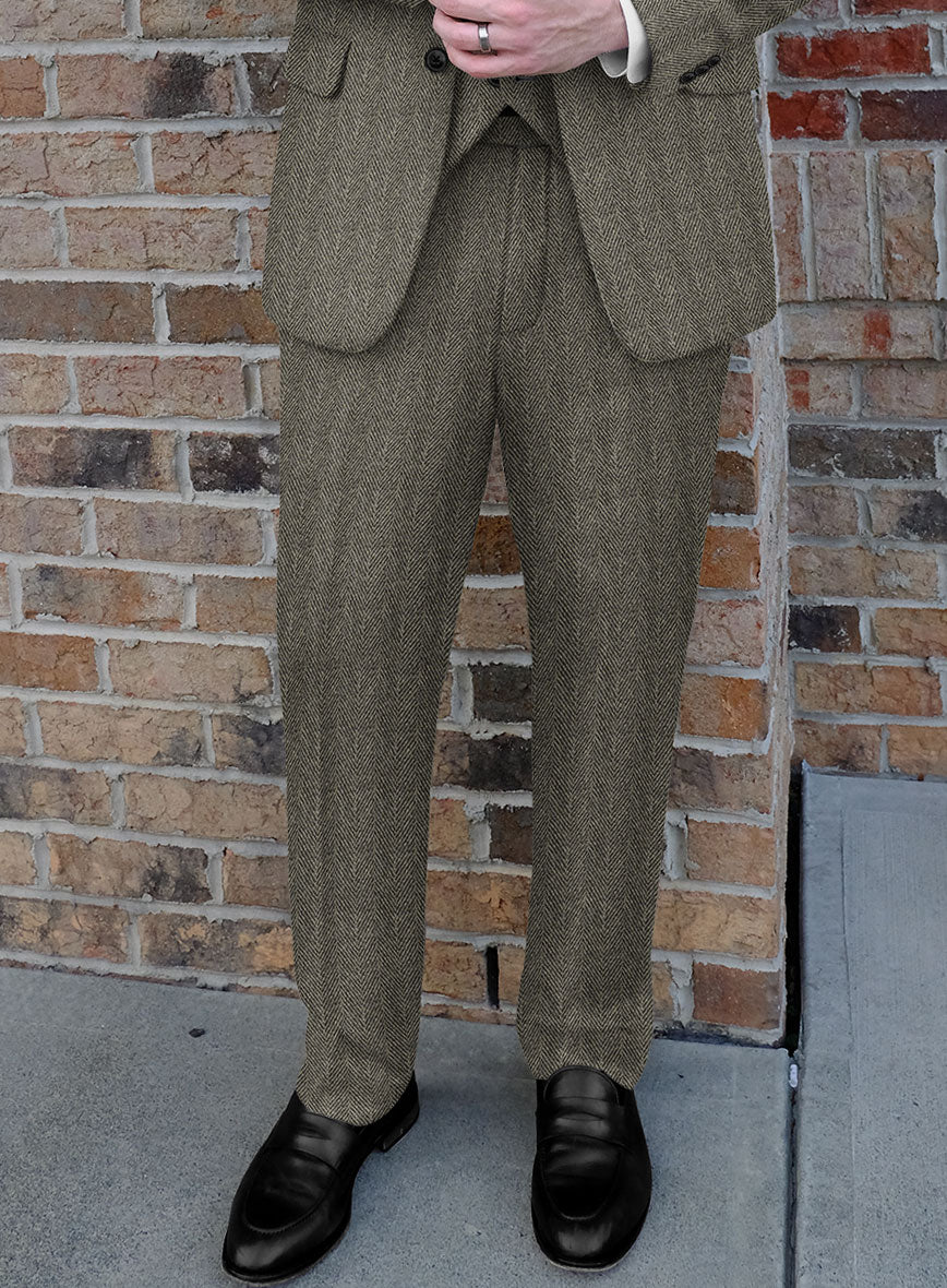 Highlander Stone Beige Herringbone Tweed Pants - Image 2