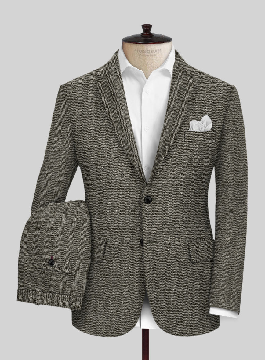 Highlander Stone Beige Herringbone Tweed Suit