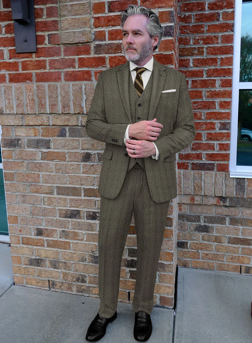 Highlander Stone Beige Herringbone Tweed Suit - Image 2