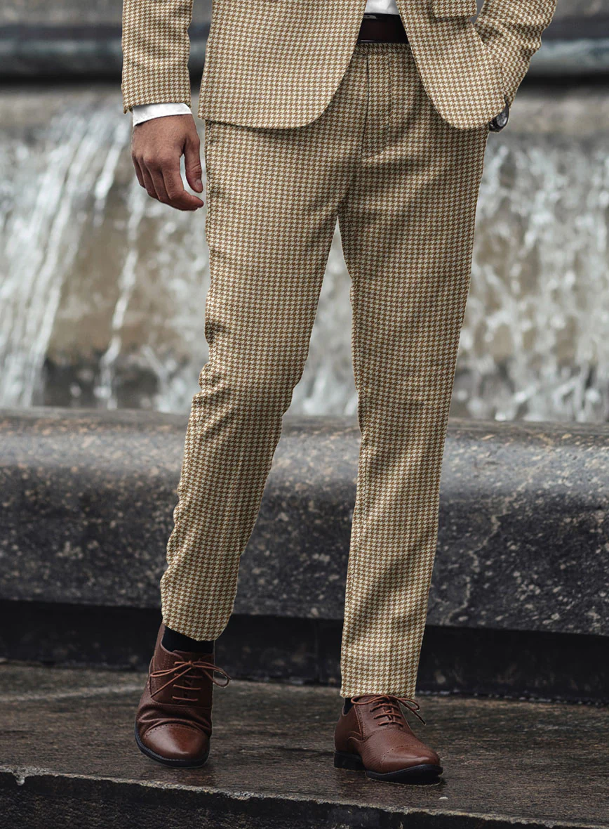 Houndstooth Beige Tweed Pants - Image 2