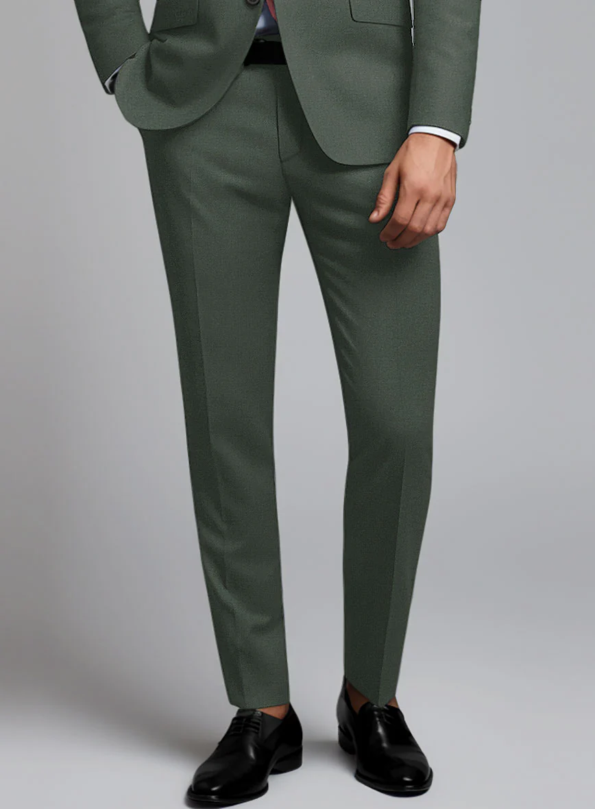 Huddersfield Stretch Autumn Green Wool Pants - Image 2