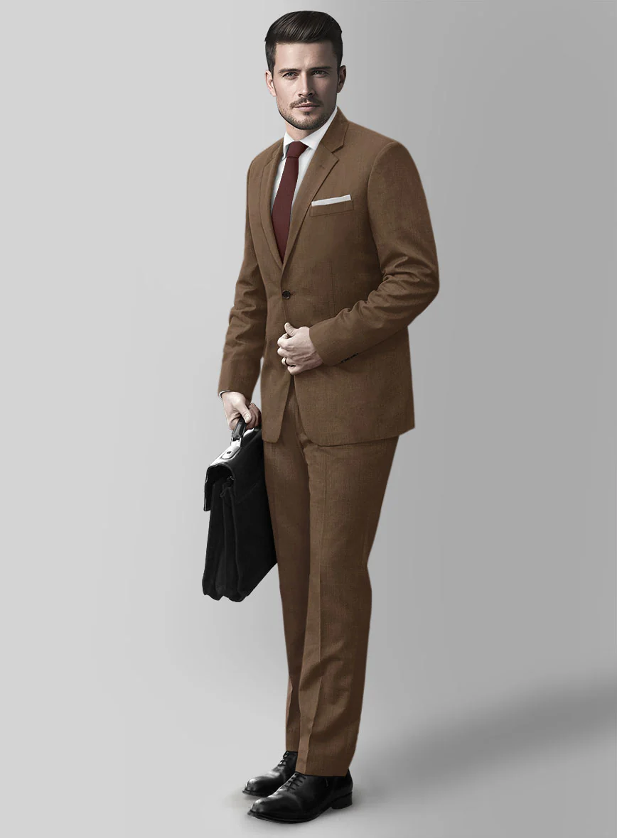 Huddersfield Stretch Brown Wool Suit - Image 2