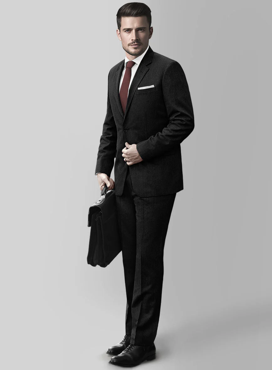 Huddersfield Stretch Charcoal Wool Suit - Image 2