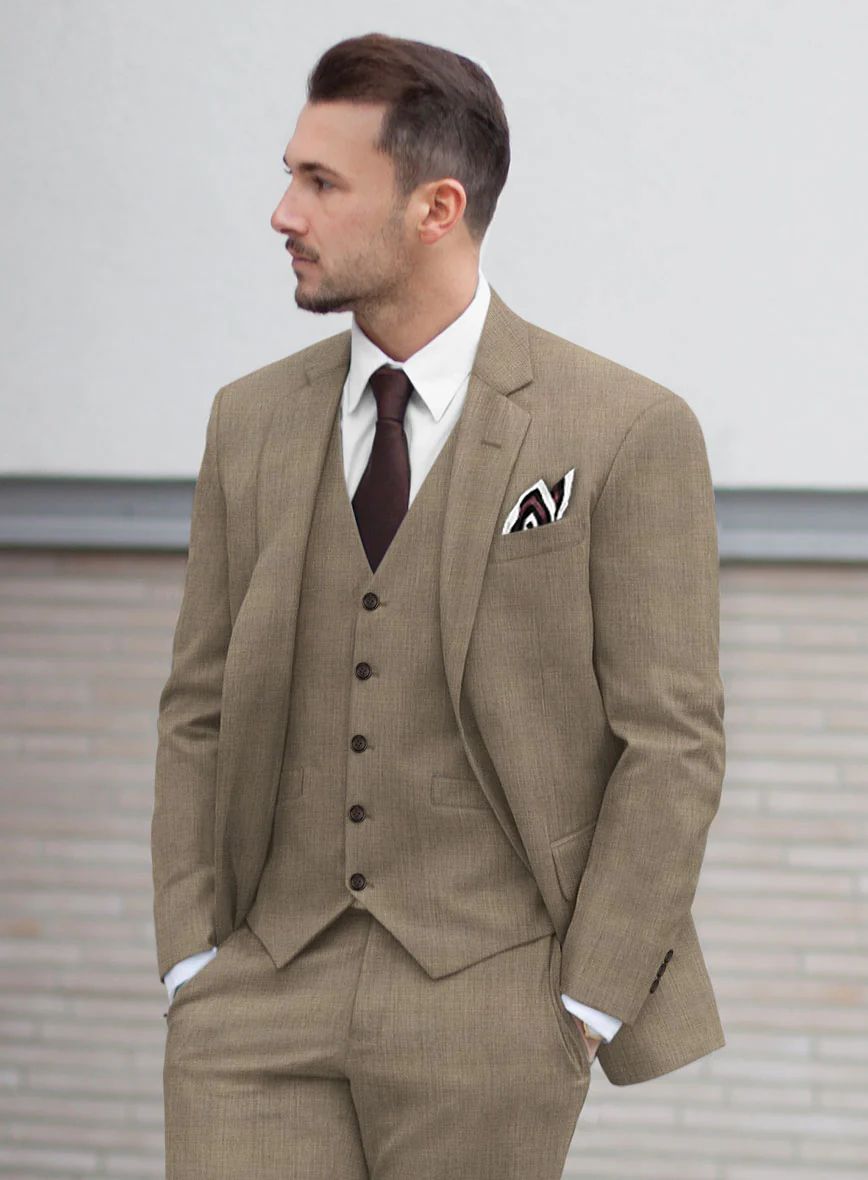 Huddersfield Stretch Dark Beige Wool Jacket - Image 2