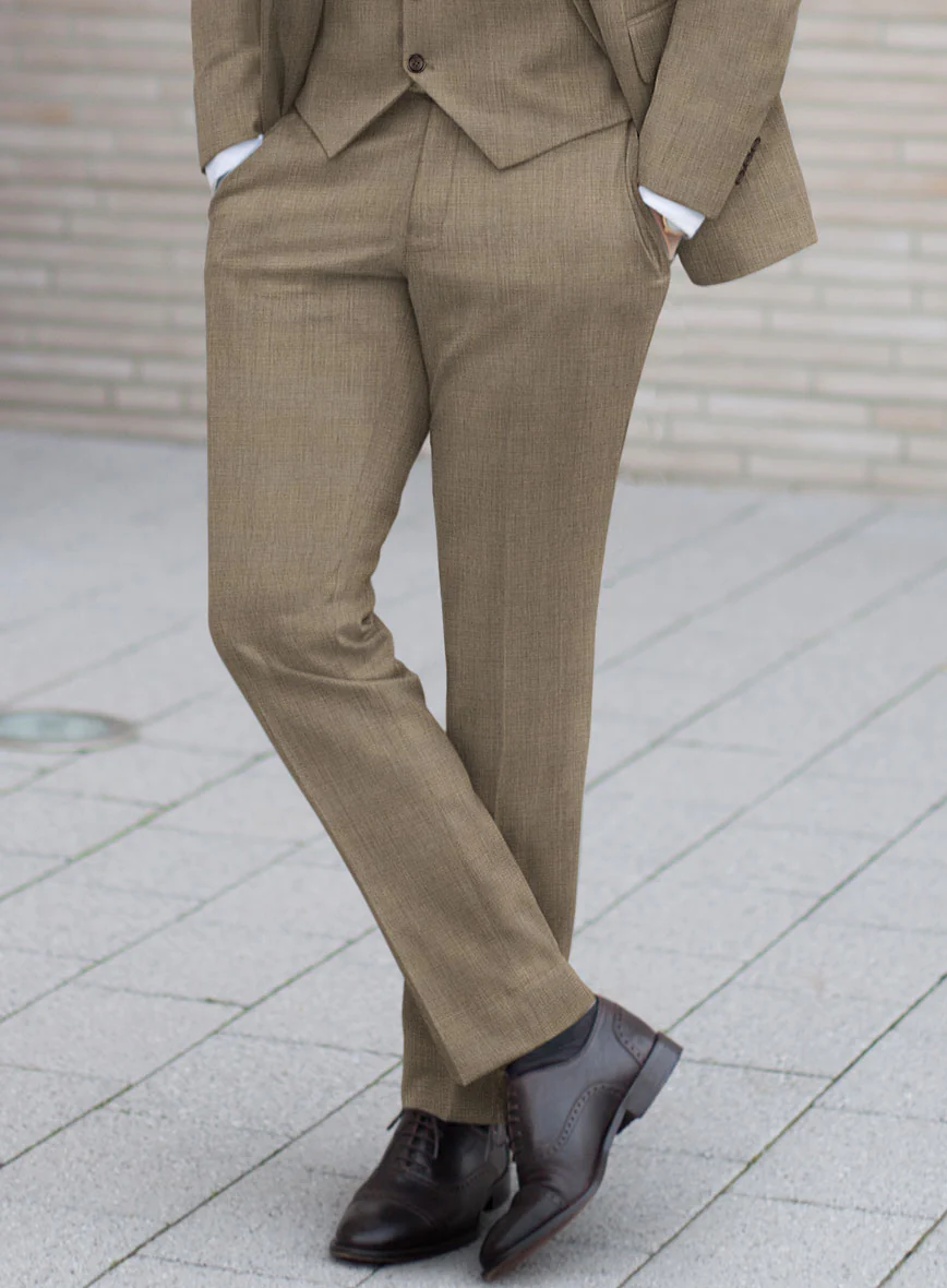 Huddersfield Stretch Dark Beige Wool Suit - Image 5