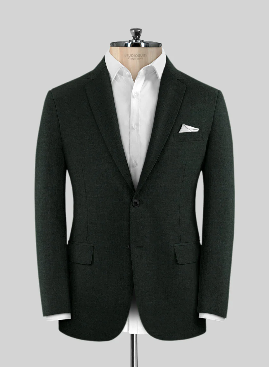 Huddersfield Stretch Dark Green Wool Suit - Image 3