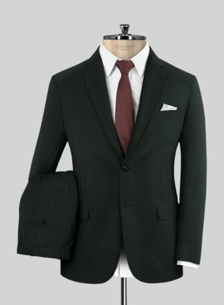 Huddersfield Stretch Dark Green Wool Suit