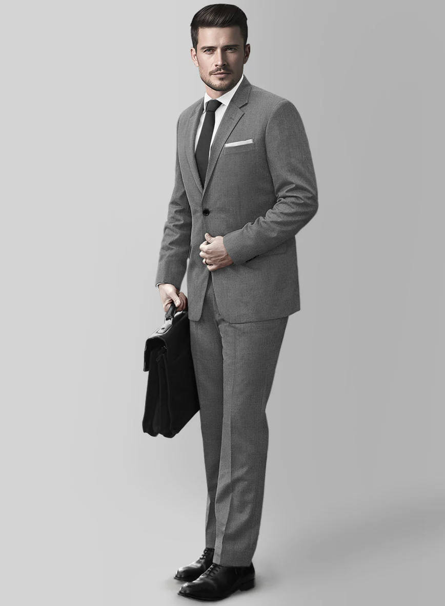 Huddersfield Stretch Gray Wool Suit - Image 2